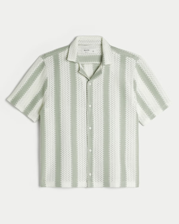 Boxy Short-Sleeve Crochet-Style Shirt | Hollister (US)