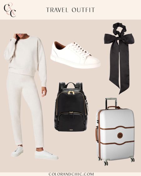 Travel outfit with comfiest lounge set paired with my favorite white leather sneakers, carry on, personal item and more! Perfect for flights, road trips and more 

#LTKTravel #LTKStyleTip