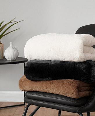 Solid Mink Faux Fur Throw, 50" x 70" | Macy's