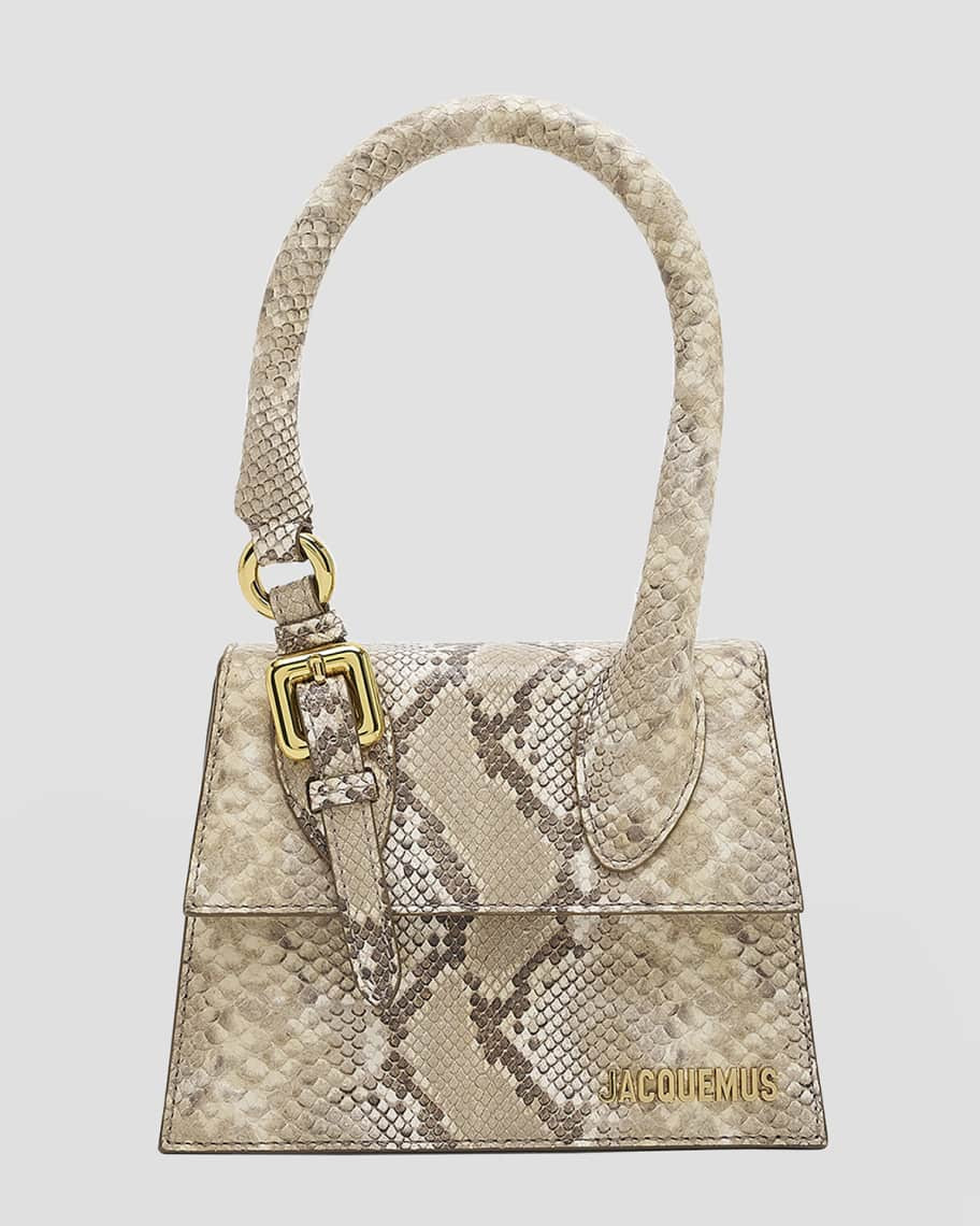 Jacquemus Le Chiquito Moyen Snake-Print Top-Handle Bag | Neiman Marcus