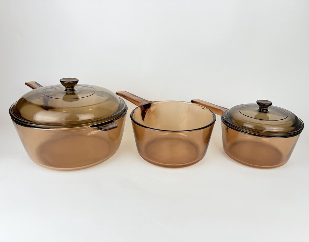 Vintage Corning 'VISIONS' Amber Brown Glass Saucepans - Made In France & USA - Each Sold Separate... | Etsy (US)