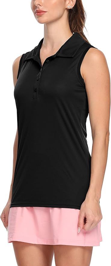 LastFor1 Women's Polo Sleeveless Shirts UPF 50+ Quick Dry Golf Tennis Athletic Tank Tops Outdoor ... | Amazon (US)