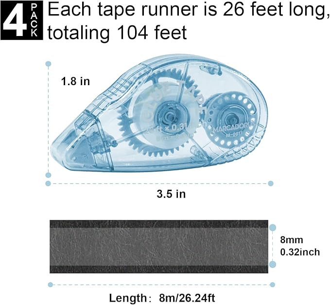 Glue Tape for Scrapbooking, Pack of 4 Scrapbook Tape, Double Sided Tape Roller for Crafts, 26 Ft ... | Amazon (US)