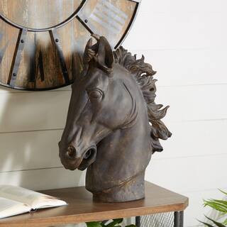 7 in. x 25 in. Brown Polystone Horse Sculpture | The Home Depot