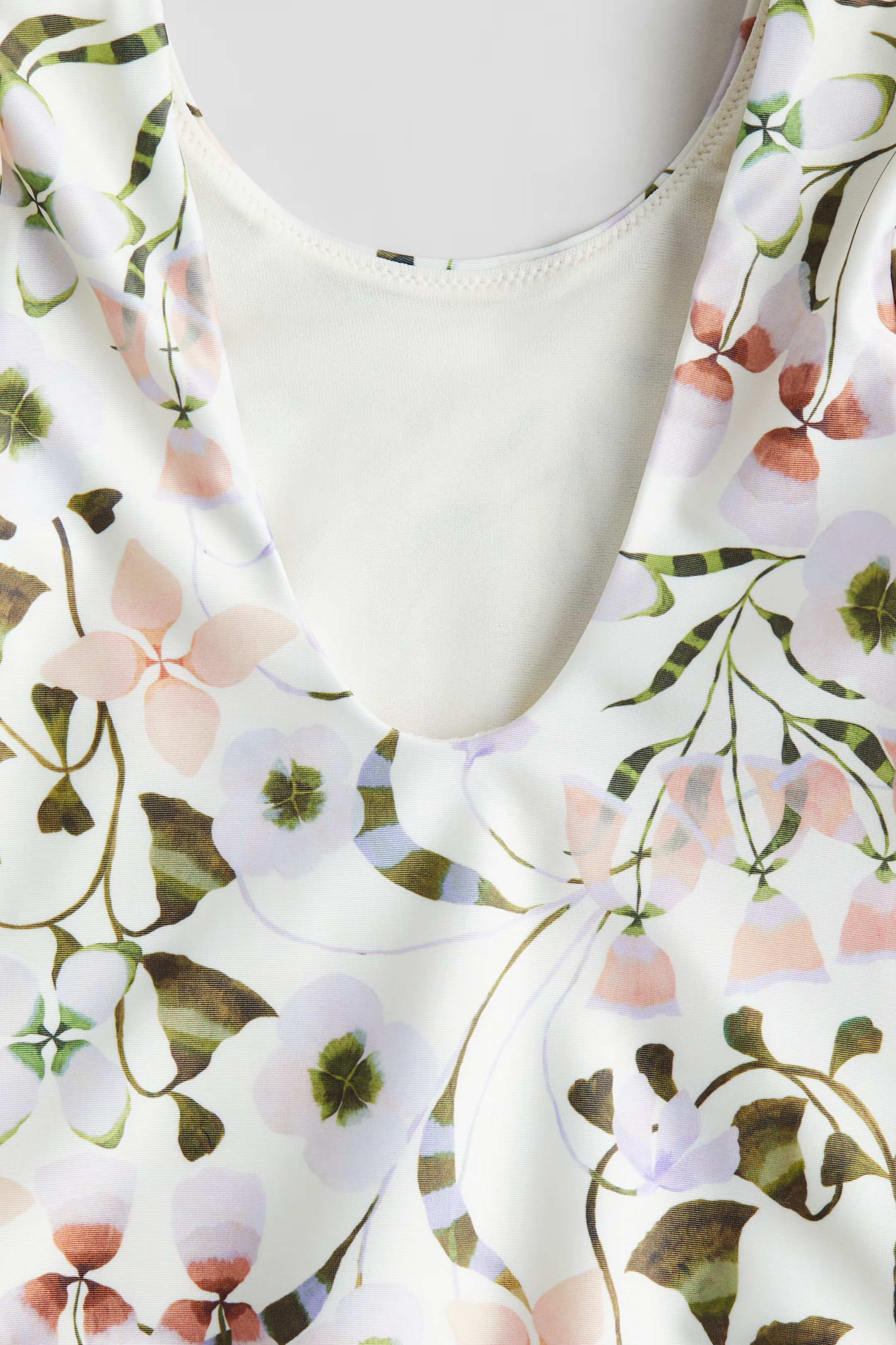 Puff-Sleeved Swimsuit - Cream/floral - Kids | H&M US | H&M (US + CA)