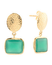 Made In India 18kt Gold Plated Sterling Silver Square Onyx Earrings | TJ Maxx