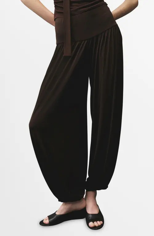 MANGO Elastic Waist Balloon Pants in Brown at Nordstrom, Size Large | Nordstrom