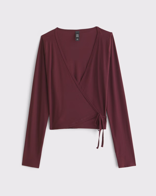 Women's YPB Long-Sleeve Mesh Wrap Top | Women's Tops | Abercrombie.com | Abercrombie & Fitch (US)