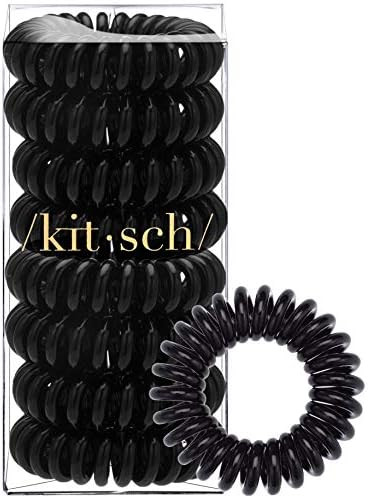 Kitsch Spiral Hair Ties, Coil Hair Ties, Phone Cord Hair Ties, Hair Coils - 8 Pcs, Black | Amazon (US)