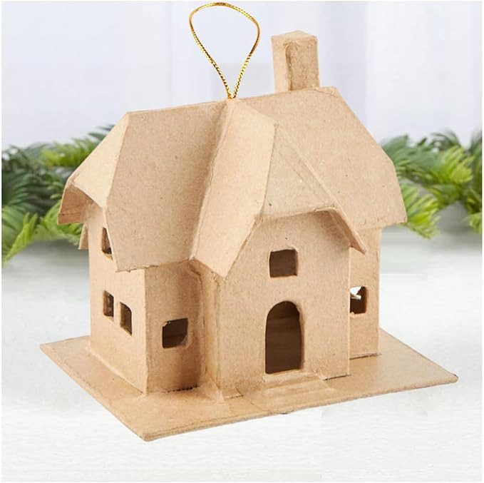 Factory Direct Craft Pack of 6 Paper Mache Houses - Cardboard Papier Mache Cottage Home Ornaments... | Amazon (US)