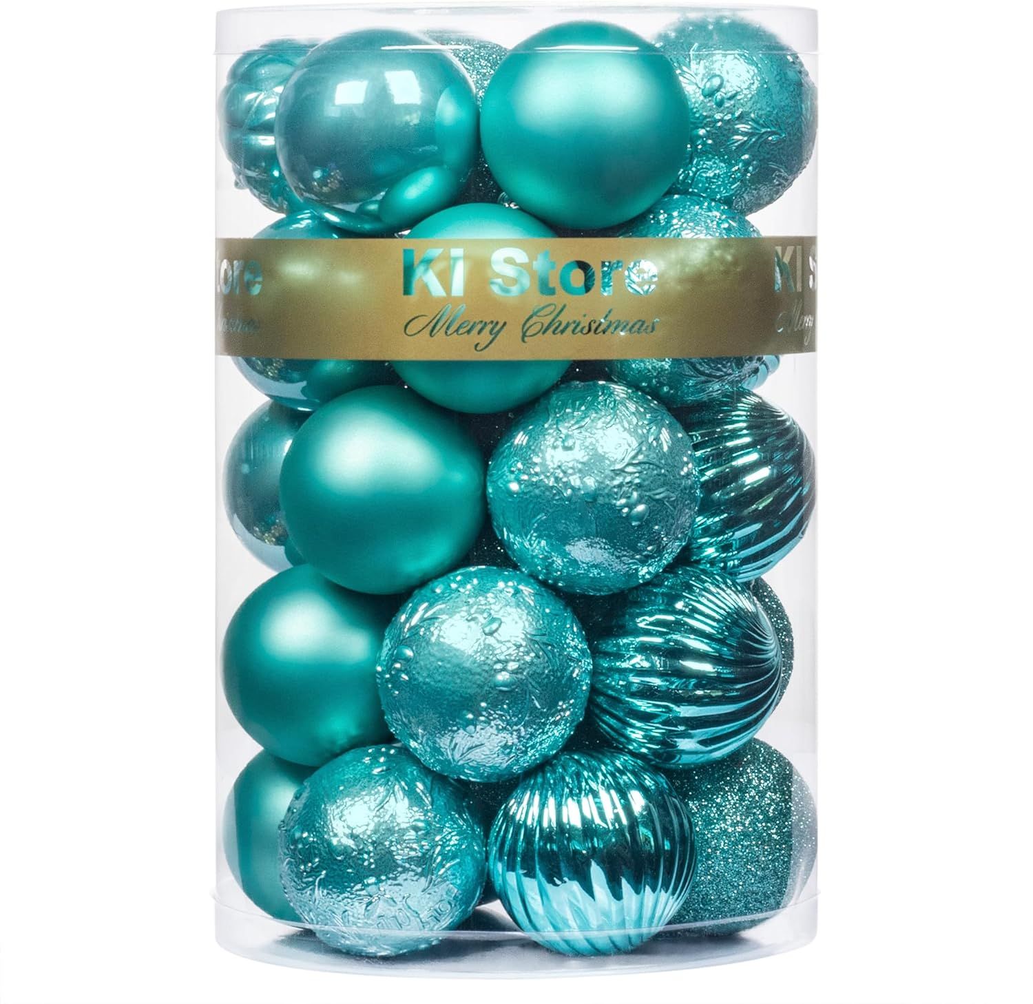 KI Store Teal Christmas Balls 34pcs 2.36-Inch Christmas Tree Decoration Ornaments for Xmas Tree H... | Amazon (US)