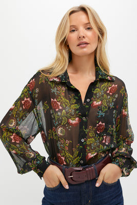Midnight Moonflower Sheer Alysse Blouse | Tuckernuck (US)