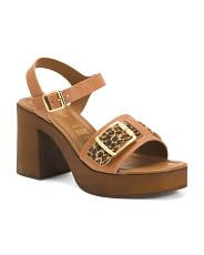 Made In Italy Leather In Charge Leopard Heeled Sandals | TJ Maxx