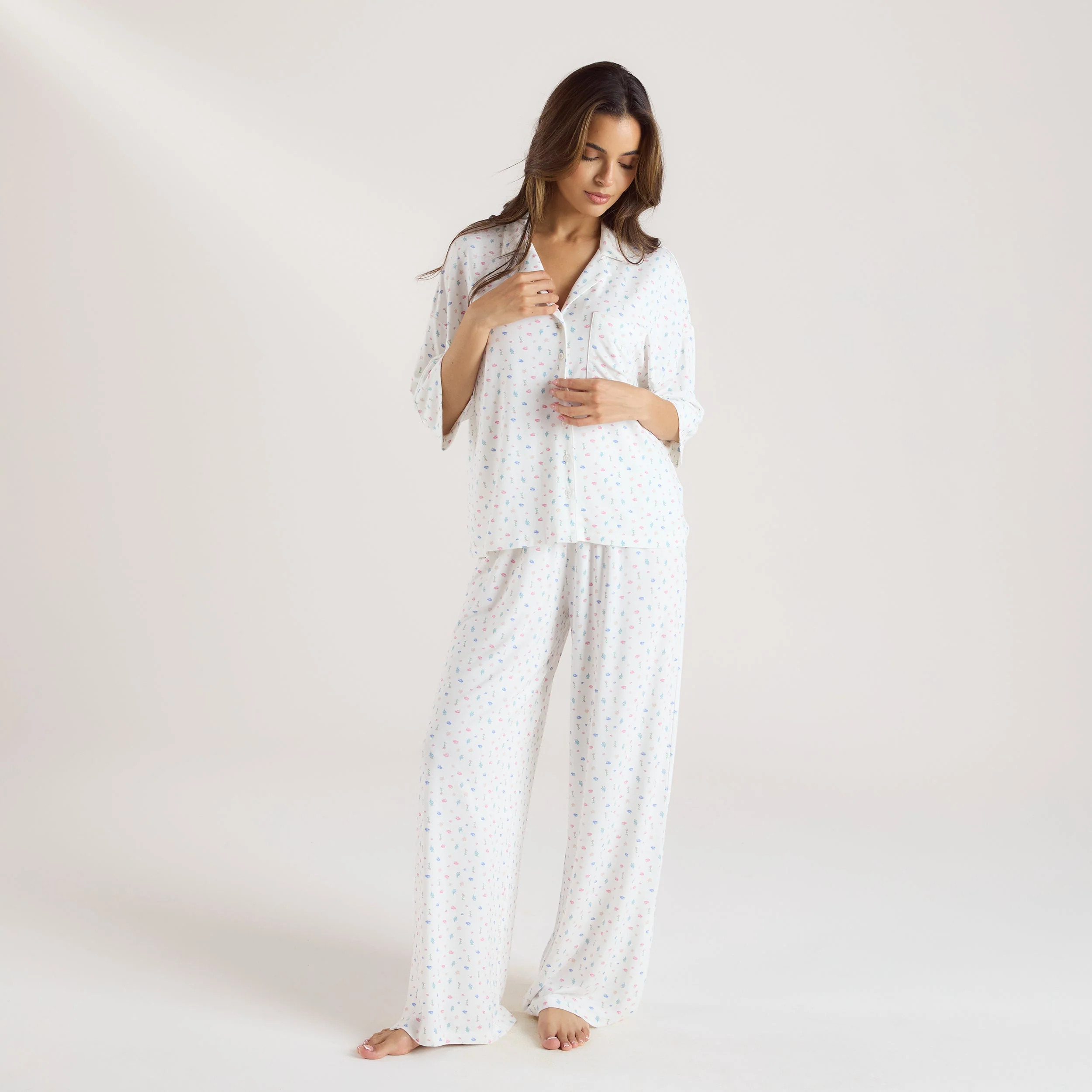 Modal Pyjama Bottoms - White Floral | Lounge AUS