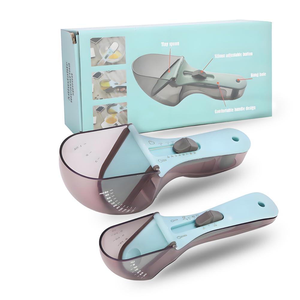 Dioche 2pcs Adjustable Digital Measuring Cup Spoon, Multifunctional Cooking Metering Scoop Scale ... | Amazon (US)