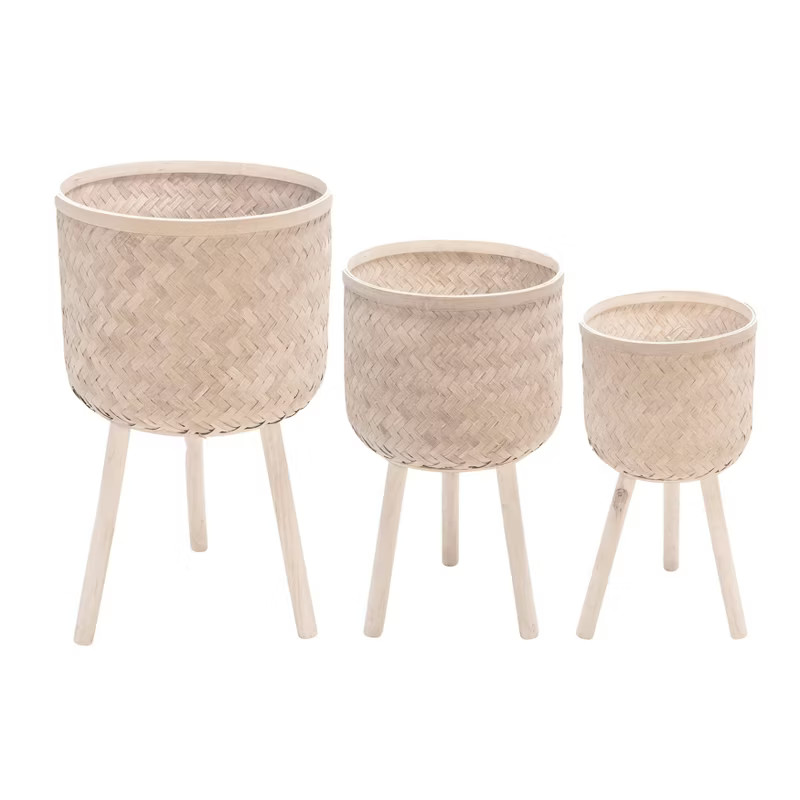 Sagebrook Home 15" Wide Set of 3 Bamboo Planter Pots | Target