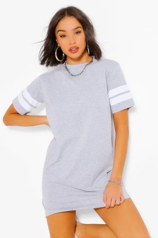 Stripe Sleeve T-Shirt Dress | Boohoo.com (US & CA)