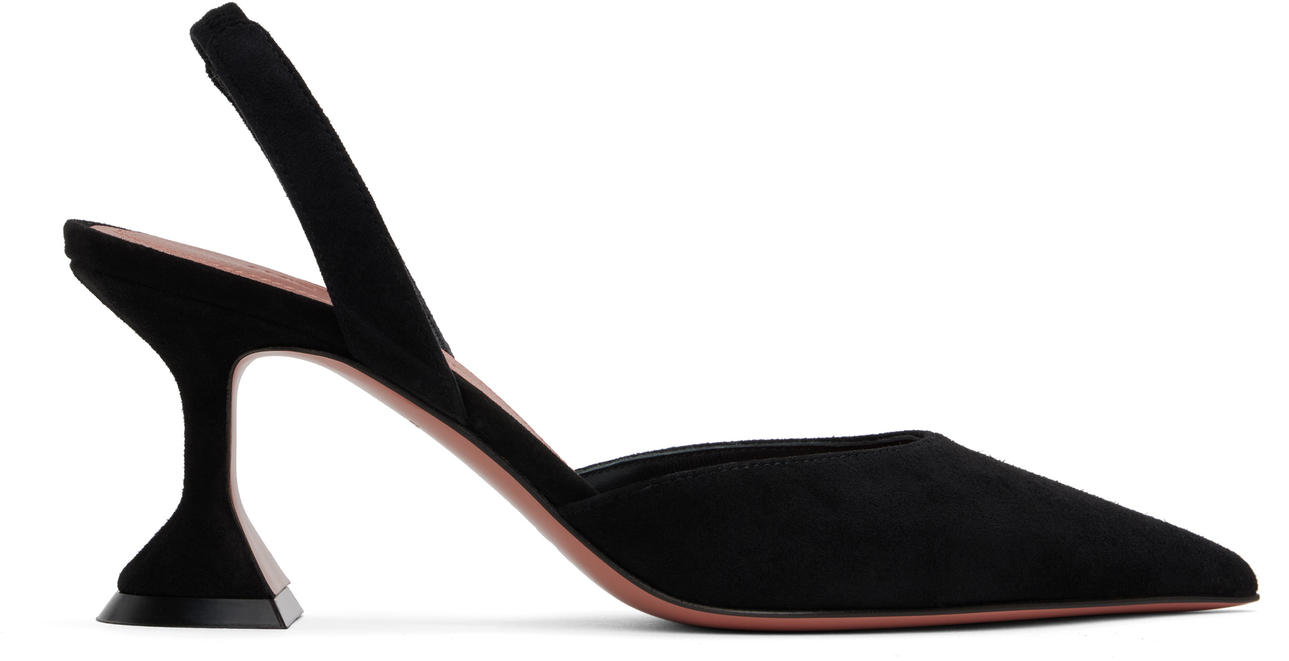 Amina Muaddi Black Suede Holli Sling 70 Heels | SSENSE
