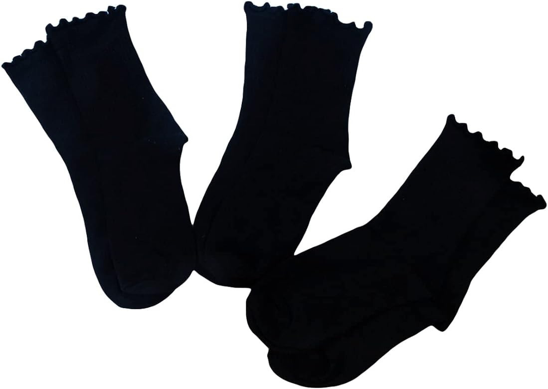 OYOANGLE Women's 3 Pairs Cable Knit Casual Crew Socks Stretchy Solid Simple Socks | Amazon (US)