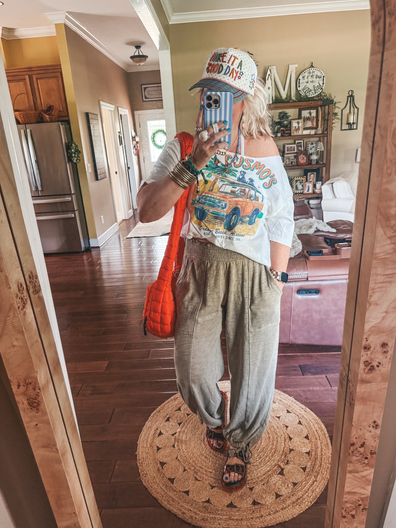 These pants from Target are SO GOOD!! They also come in black! I’m wearing a medium and they are pretty baggy but that’s the fit. If you want less baggy I’d size down. 
•Sandals run true to size & I linked the look for less

#LTKootd #LTKgrwm #LTKOver40