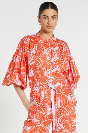 Billow Sleeve Blouse in Ukiyo Botanic | Bohemian Traders