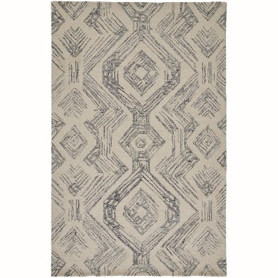 Helen Gray and Natural Wool Rug, Etched Geo Pattern | Target
