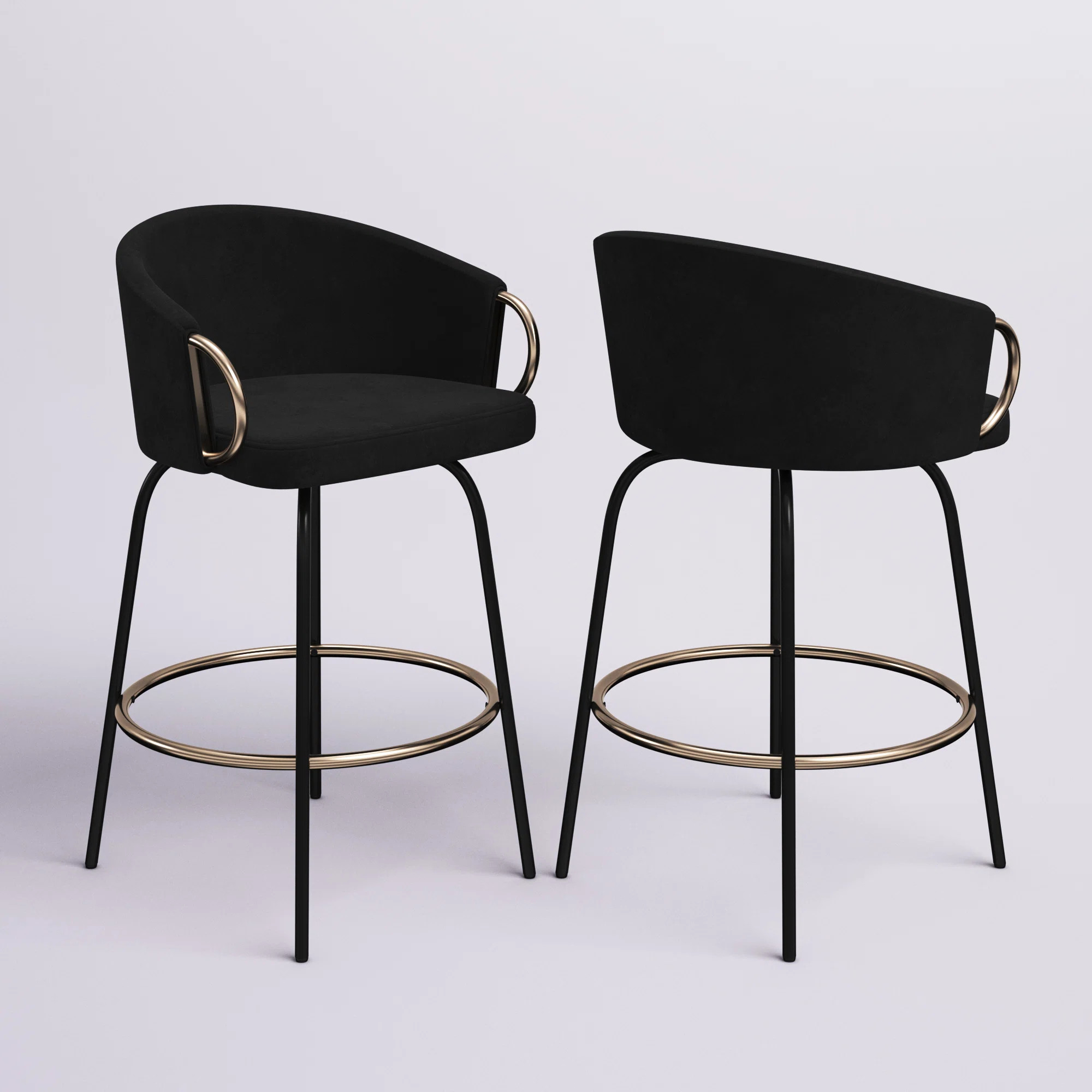 Zora Swivel Upholstered Counter Stool with Metal Frame (Set of 2) | Wayfair North America