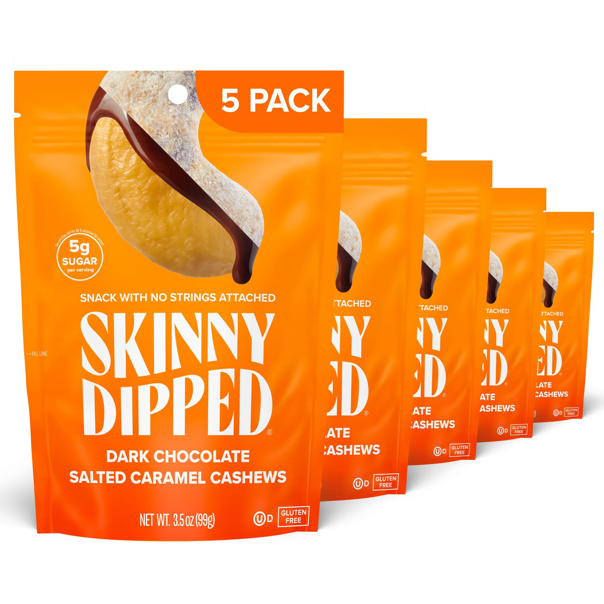 SkinnyDipped Salted Caramel Cashews, Healthy Snack, Plant Protien, Gluten Free, 3.5oz Resealable ... | Amazon (US)