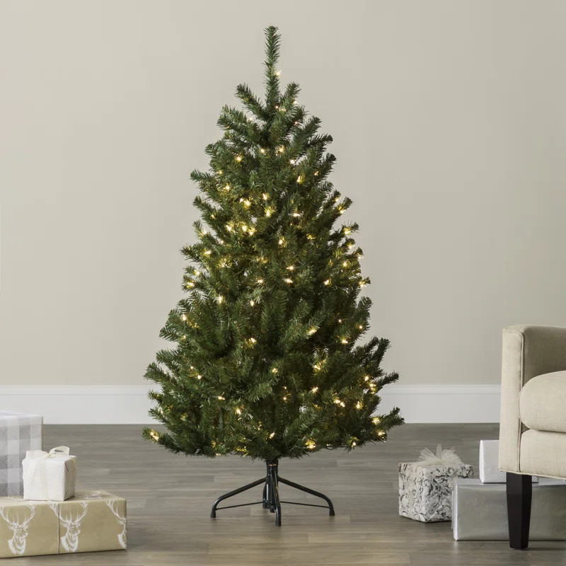 Green Spruce Artificial Christmas Tree with Clear/White Lights | Wayfair North America
