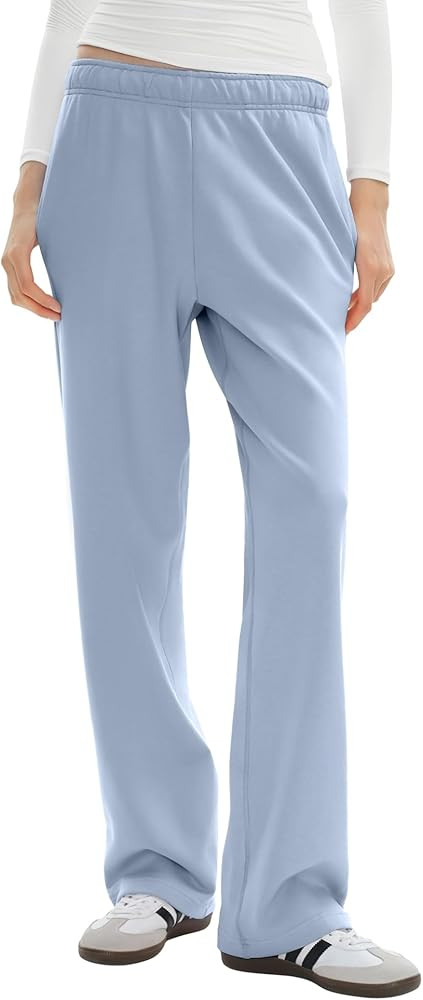 PUMIEY Women's Wide Leg Sweatpants Straight Baggy Sweat Pants High Waisted Lounge Pants Airy Coll... | Amazon (US)