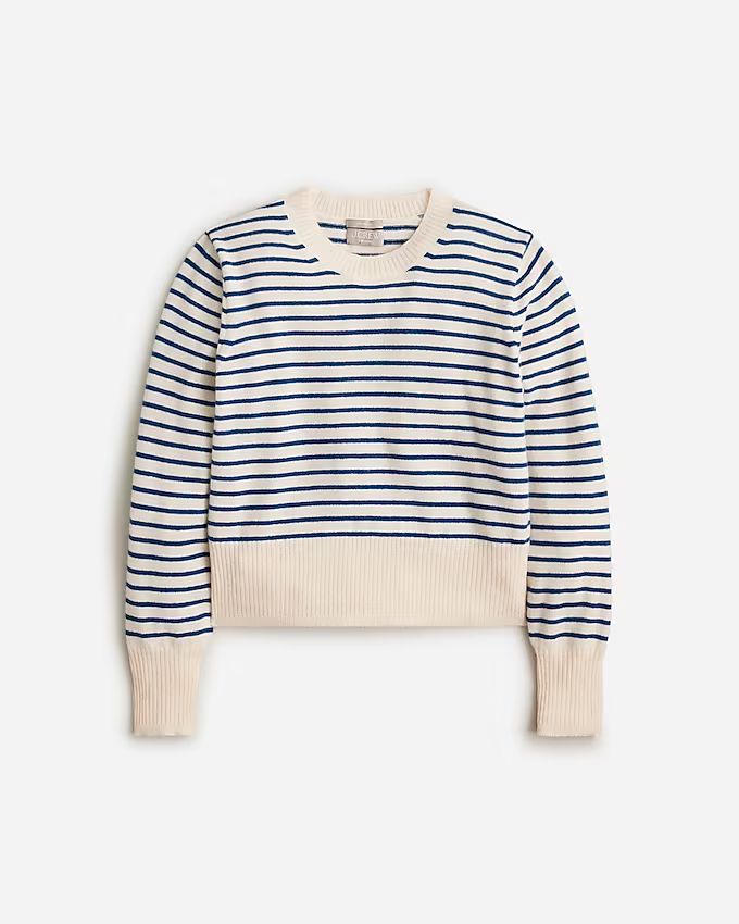 Shrunken cashmere crewneck sweater in stripe | J.Crew US