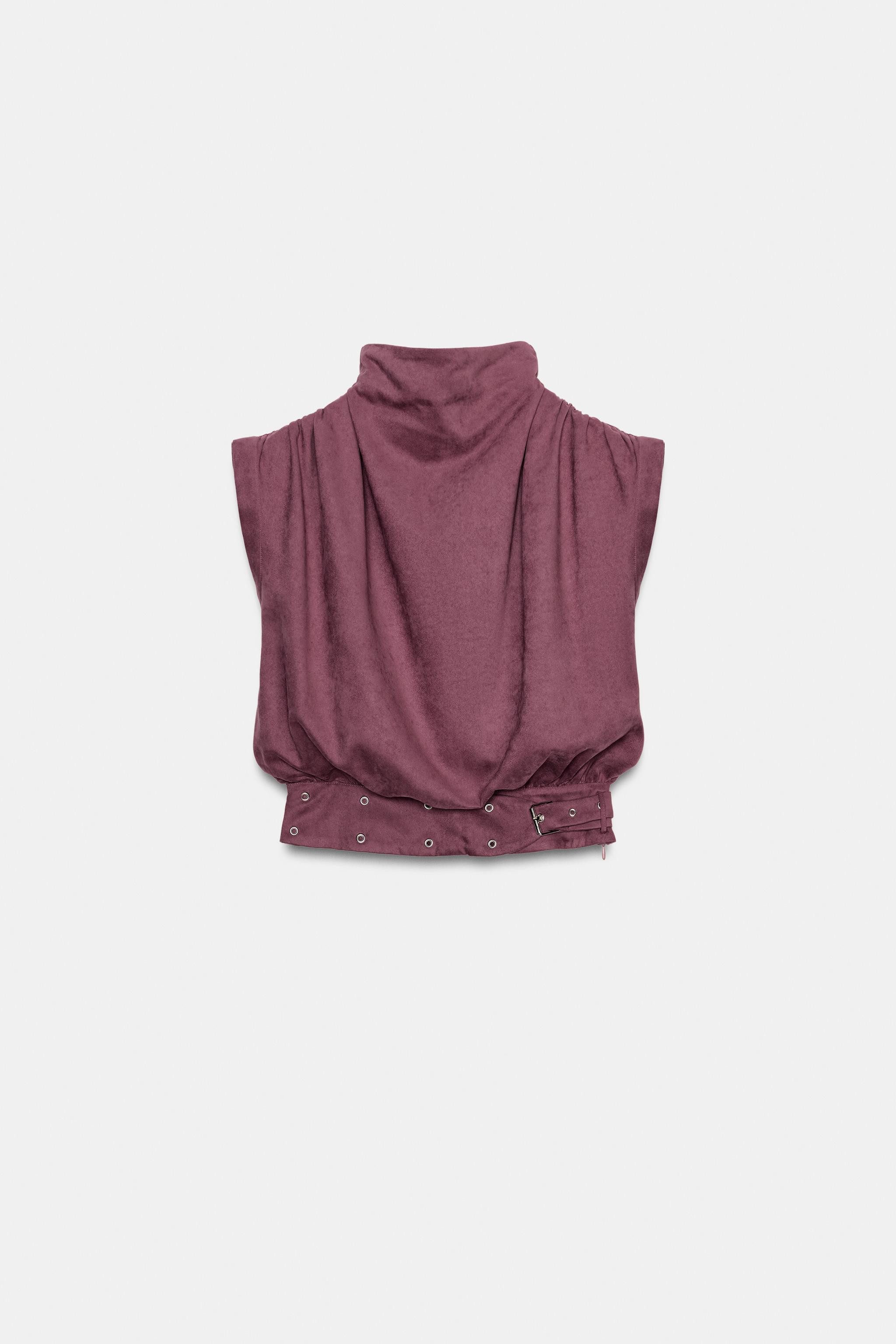 FAUX SUEDE BUCKLE TOP | Zara US