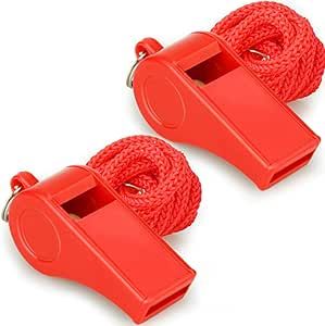 Hipat Red Emergency Whistles with Lanyard, Loud Crisp Sound, 2 Packs Plastic Whistles Ideal for L... | Amazon (US)