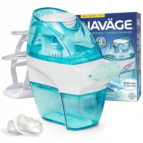 Navage Essentials Bundle - Nasal Irrigation System - Saline Nasal Rinse Kit with 1 Navage Nose Cleaner, 30 Salt Pods and 1 Countertop Caddy | Amazon (US)