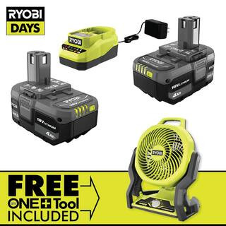 ONE+ 18V Lithium-Ion 4.0 Ah Compact Battery (2-Pack) and Charger Kit with FREE Cordless ONE+ Hybr... | The Home Depot