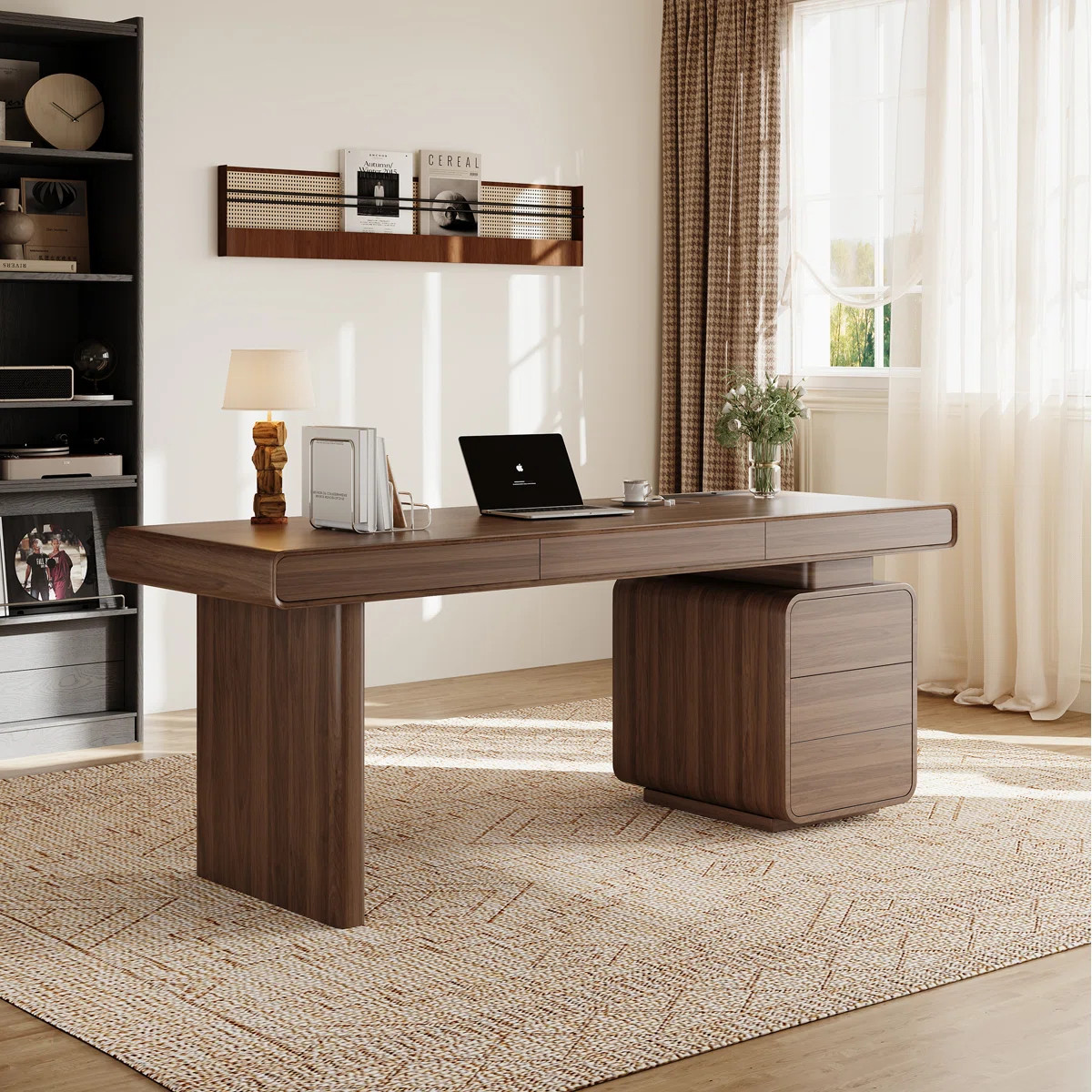 Modern Minimalist Storage Desk With Built In Power Outlets For Home Office Workstation | Wayfair North America