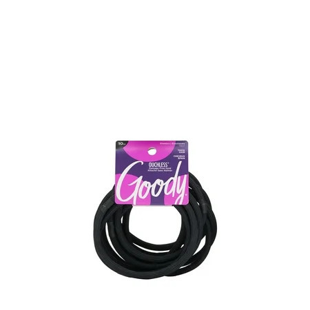 Goody Ouchless Hair Ties, Black, XL Fabric Covered Elastic Band, Thick, Long Hair, 10 Ct | Walmart (US)