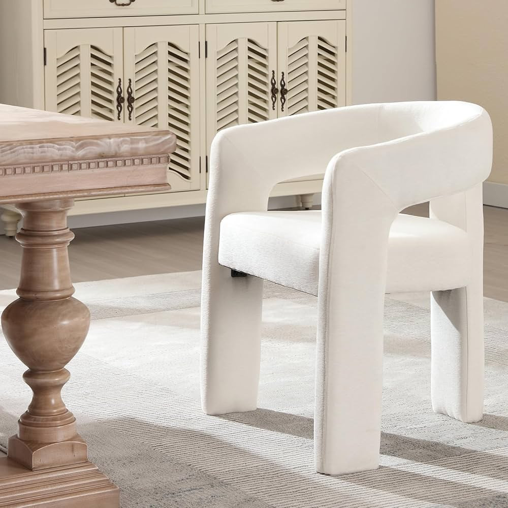 Modern Barrel Dining Chairs Set of 1, Comfy Chenille Upholstered Accent Dining Room Chair with Ar... | Amazon (US)