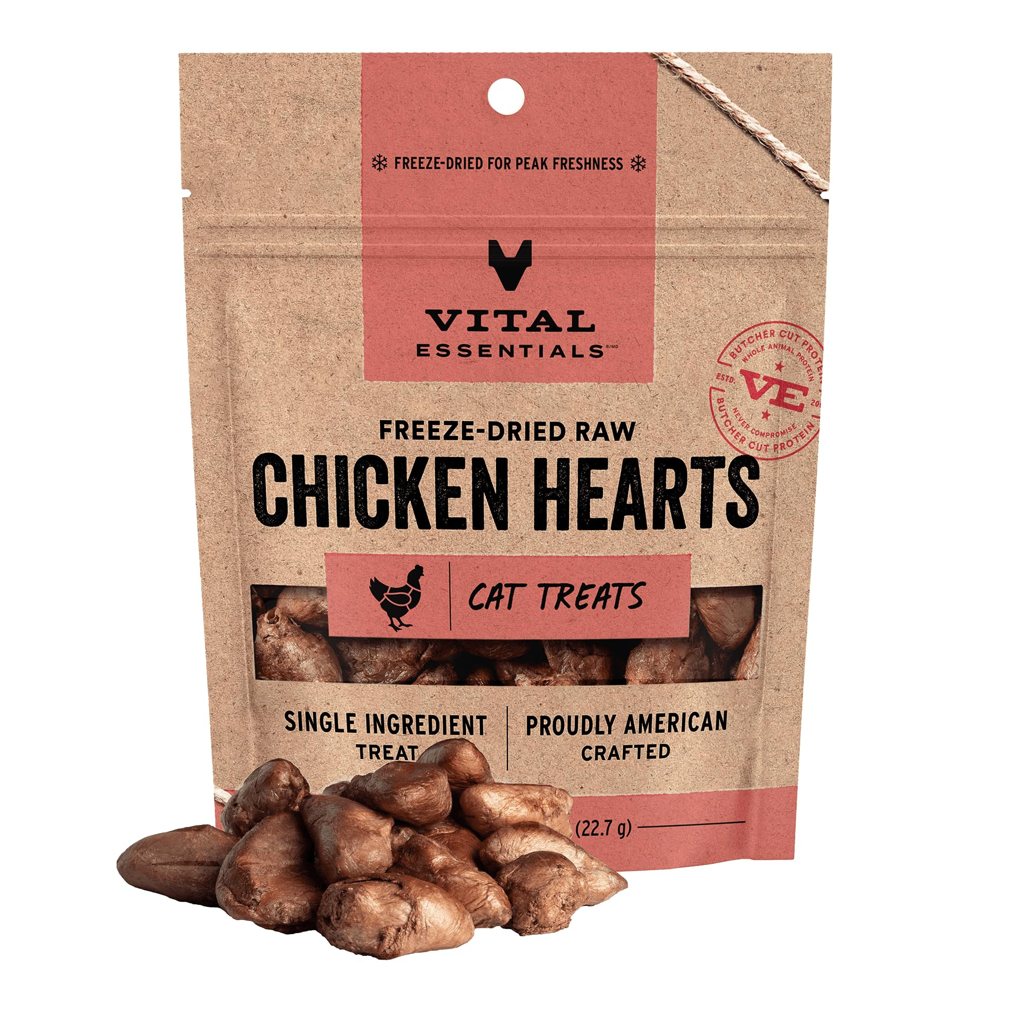 Vital Essentials Chicken Hearts Cat Treats, 1 oz | Freeze-Dried Raw | Single Ingredient | Grain F... | Amazon (US)