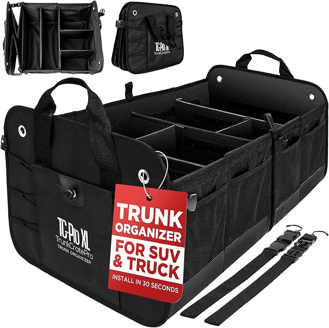 TRUNKCRATEPRO XL Heavy-Duty Trunk Organizer – Reinforced SUV & Truck Cargo Storage with 6 Adjus... | Amazon (US)