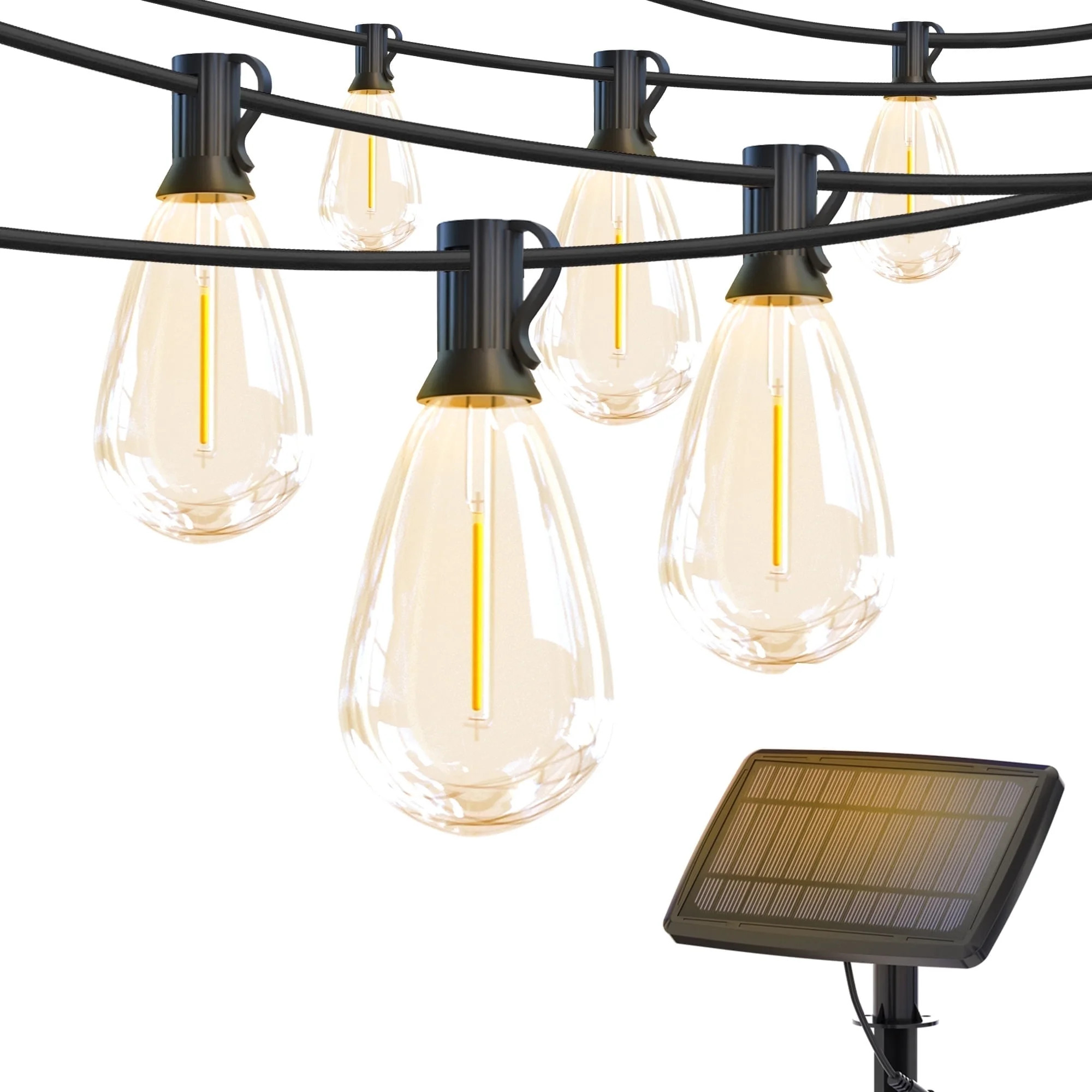 DAYBETTER Solar Outdoor String Lights, 100ft S14 LED Patio Lights with 24 Bulbs, Waterproof Strin... | Walmart (US)