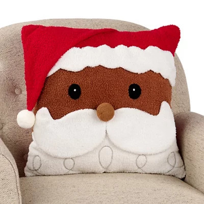 Jolly Santa Claus Square Pillow, Black/Brown, 18L x 18H , Polyester | Kirkland's Home | Kirklands