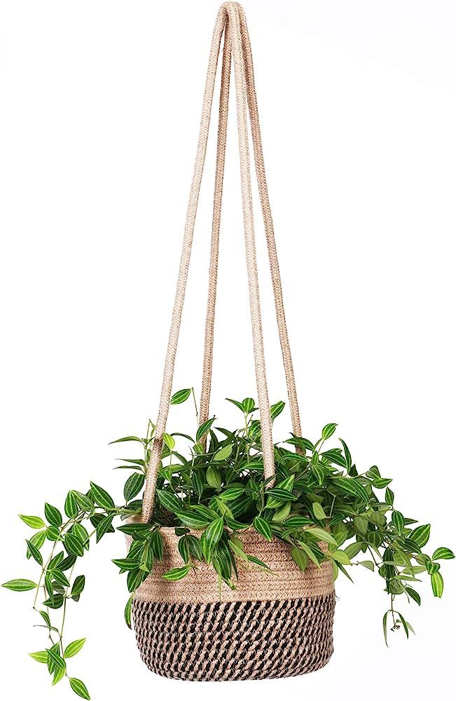 RUIZHIXUAN Hanging Planter Basket Jute Rope Woven Plant Hangers Indoor Hanging Plant Holder Up to... | Amazon (US)