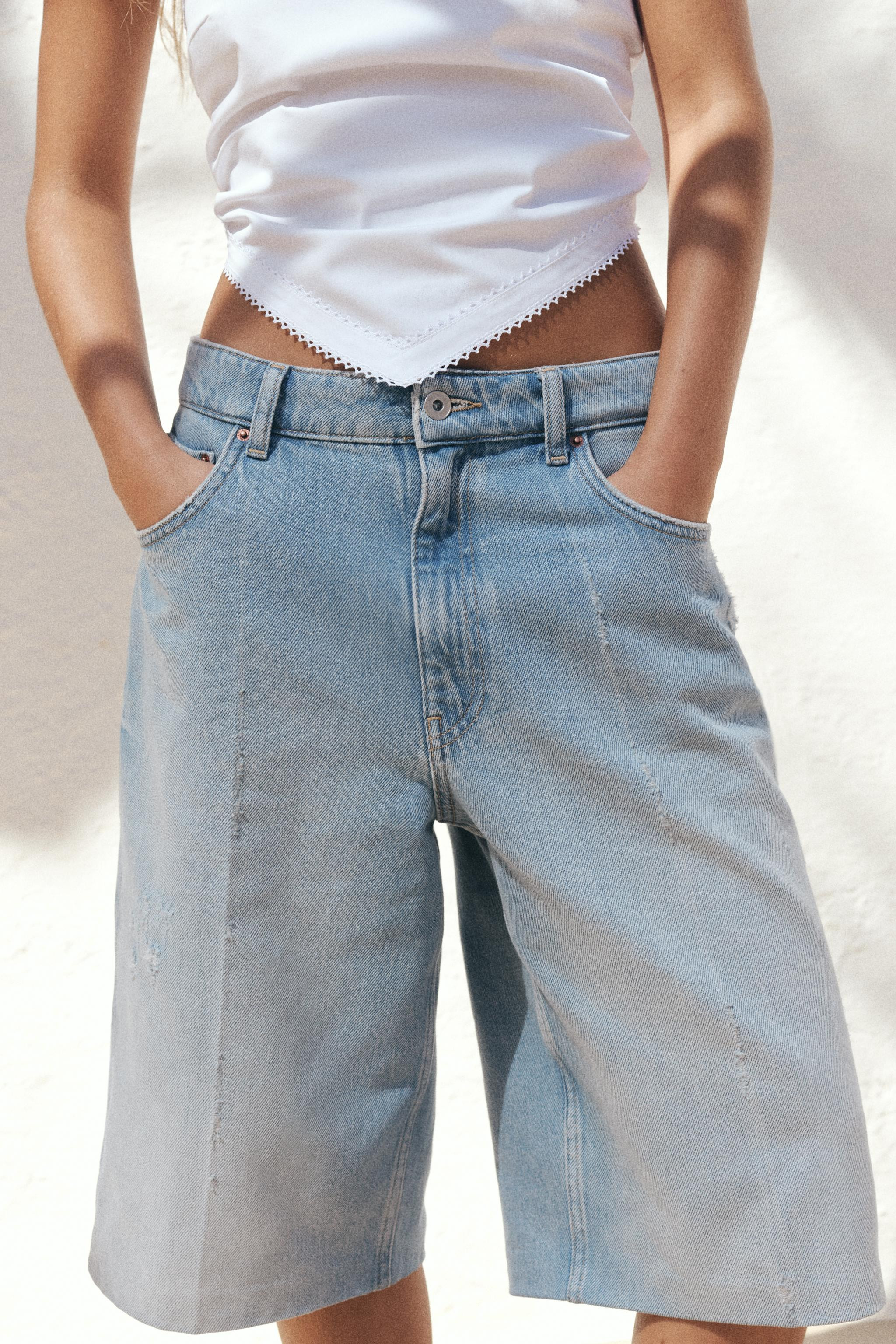 TRF MID-RISE DENIM JORTS | Zara US