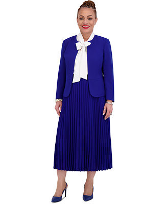 Plus Size Pleated Elastic Waist Skimmer Midi Skirt | Macy's