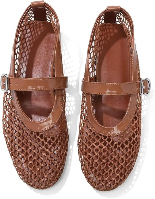 Mesh Flats for Women Ballerina Comfortable Mule Casual Round Toe Buckle Strap Ballet Mary Jane Sh... | Amazon (US)