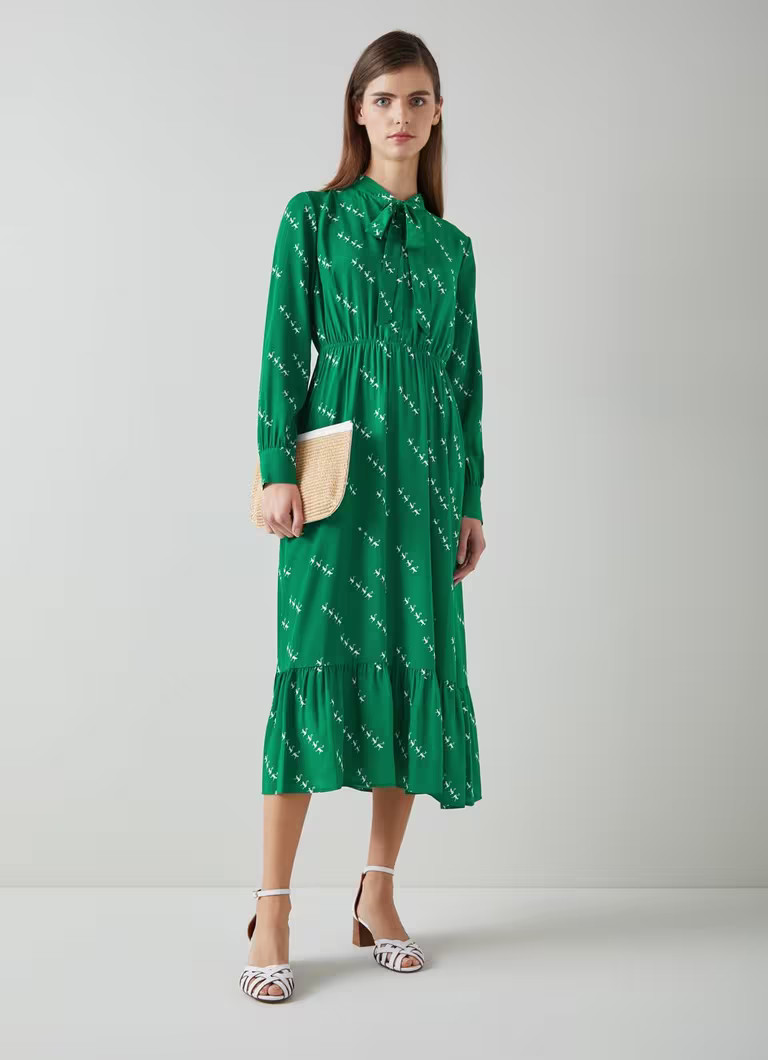 Bridget Green Viscose-Silk Monkey Print Dress | L.K. Bennett (UK)