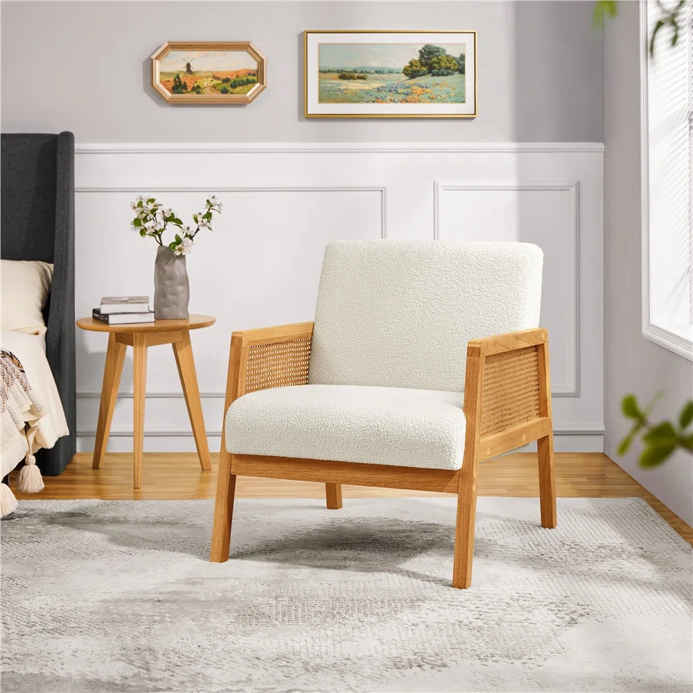 Bergstrom Upholstered Accent Chair Armchair with Rubberwood Legs | Wayfair North America