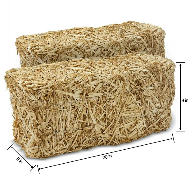 Way to Celebrate! 2 Piece Decorative Straw Bale 8 inch x 9 inch x 20 inch Natural Golden | Walmart (US)