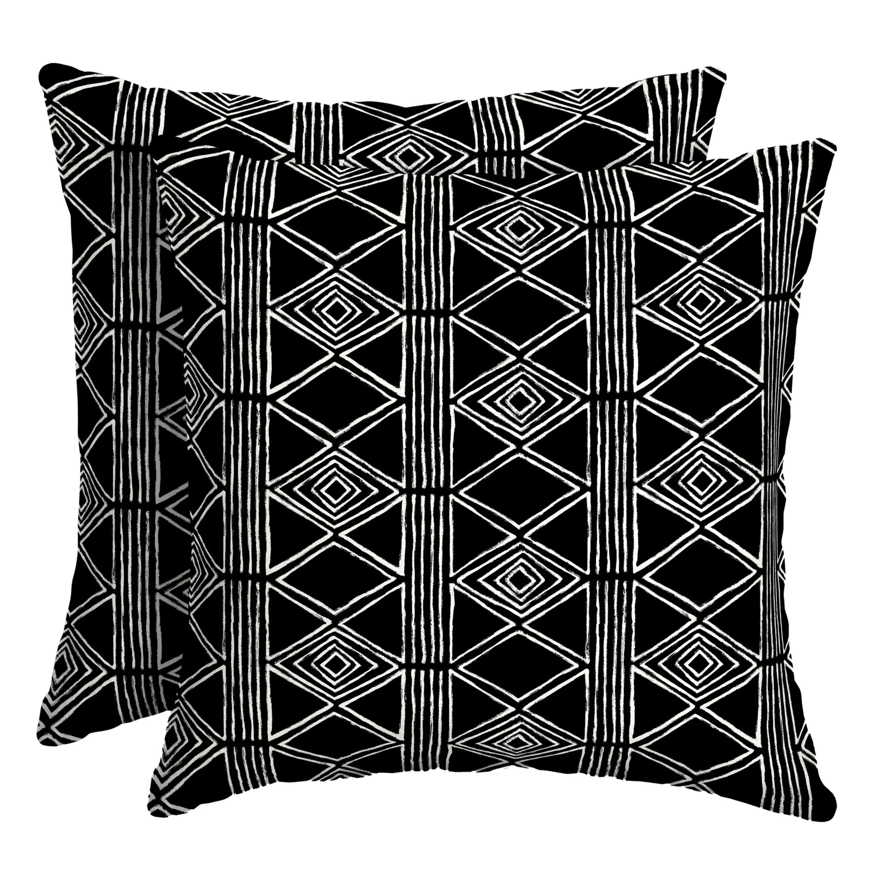 Arden Selections Outdoor Toss Pillow (2 Pack) 16 x 16, Black Global Stripe | Walmart (US)